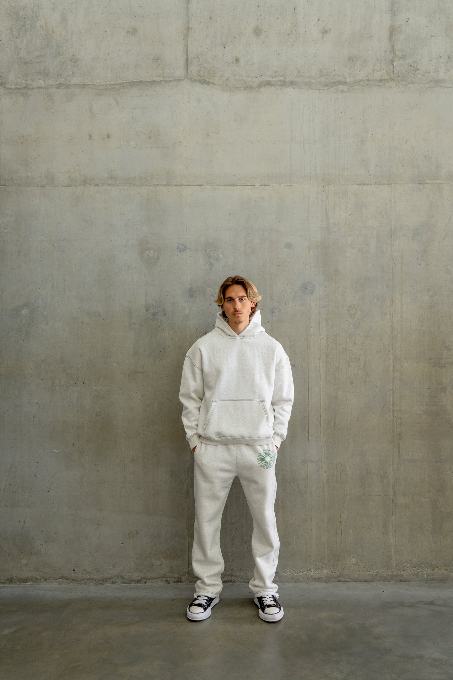 fog grey motif joggers