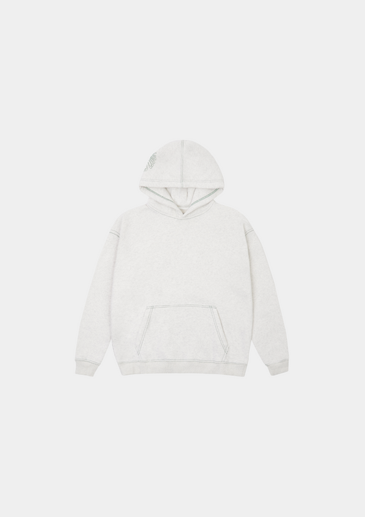 fog grey motif hoodie